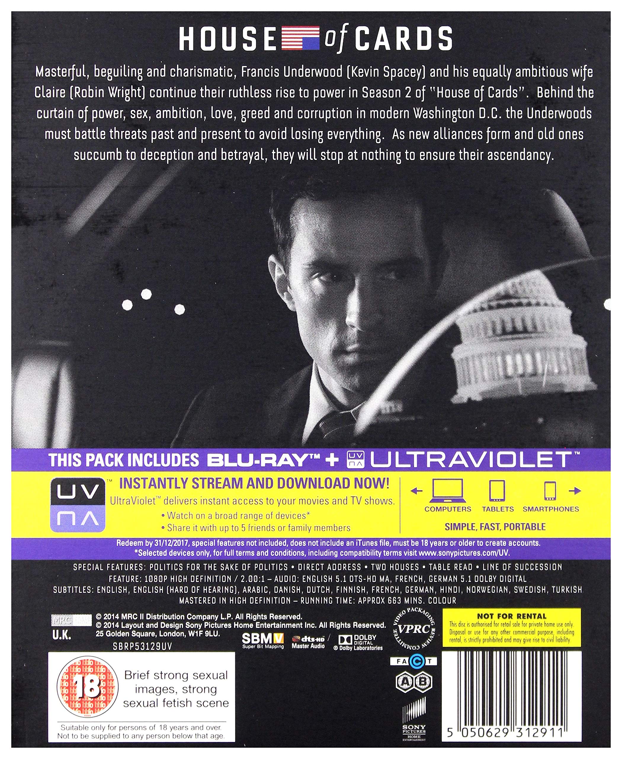 House of Cards Season 2 Blu-ray - Political Drama Series | Perfect for Binge-Watching & Home Entertainment Collections
