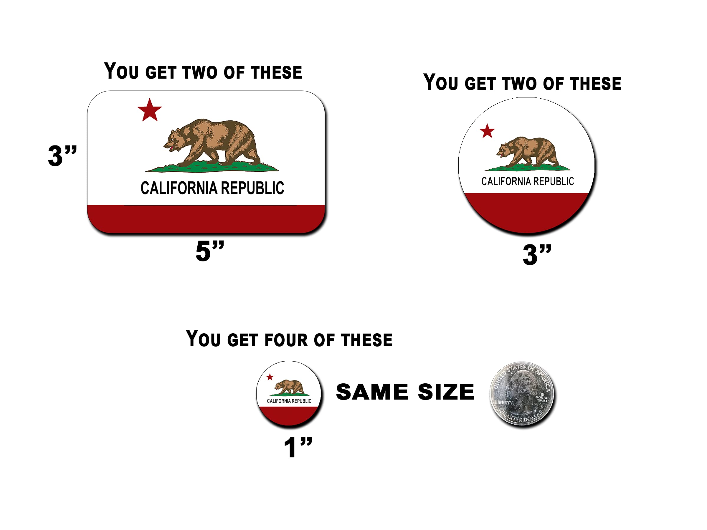 8 Pcs USA California State Flag Vinyl Decals - Reflective Car Stickers for Windows, Bumpers, Laptops & Water Bottles - Perfect for Cars, Trucks, Travel Mugs & DIY Projects