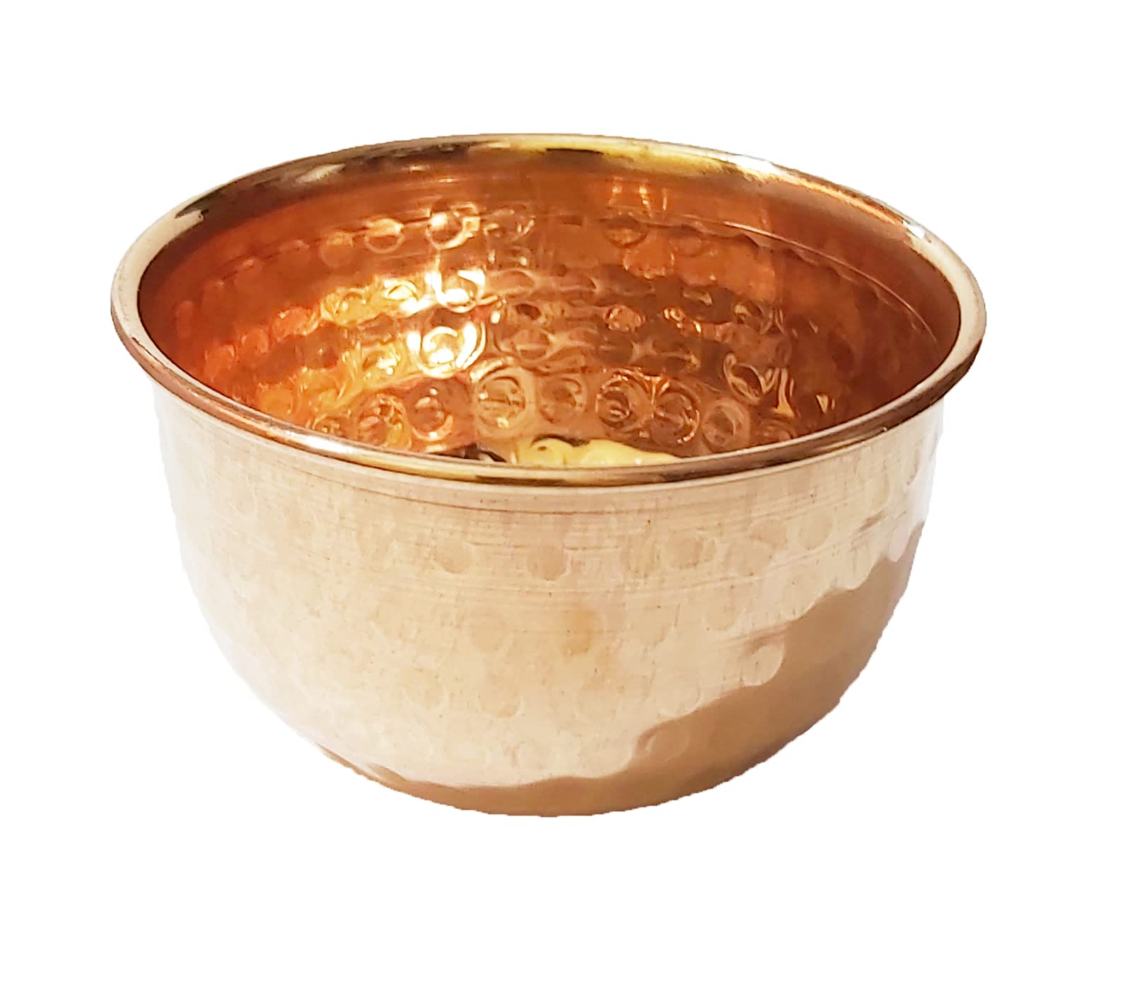 Pure Copper Round Mixing Bowl for Salad, Egg Beating & Kitchen Serving - Decorative Metal Bowl for Candy, Fruits & Snacks - Perfect for Home Cooking, Baking & Party Serving