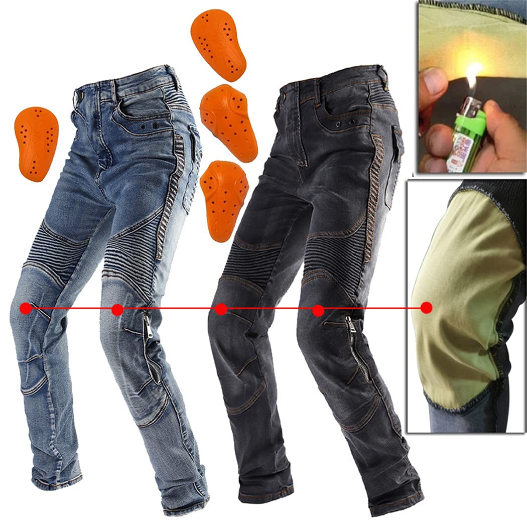 Fireproof Motorcycle Pants for Men - CE Certified Protective Motorbike Jeans for Touring & Motocross Riding - Durable Riding Trousers with Kevlar Lining - Perfect for Long-Distance Travel & Off-Road Adventures