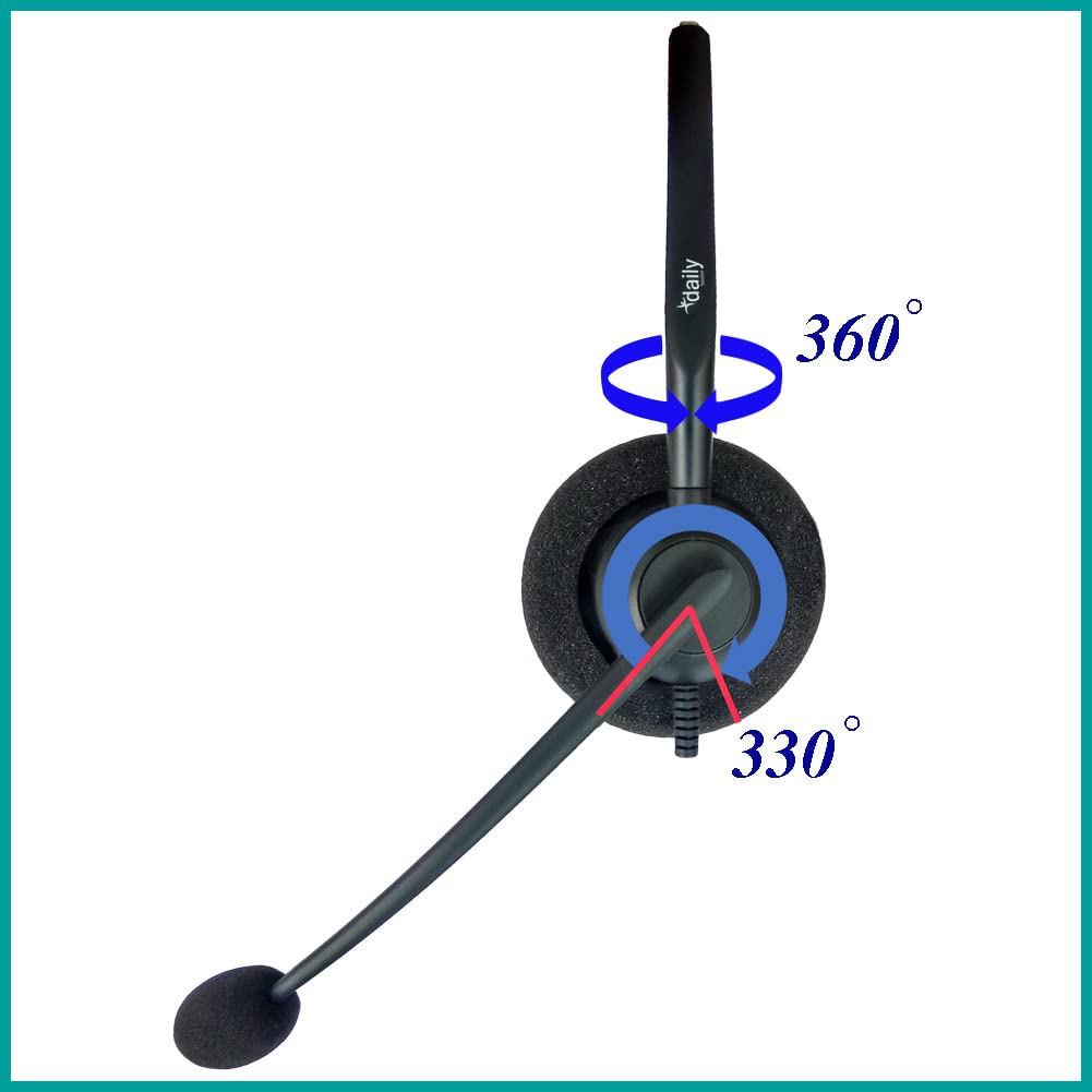 RJ9 NC Mono Office Phone Headset - Compatible with Aastra, Nortel, Digium, Polycom, ShoreTel, NEC & AltiGen Phones - Includes 3.5mm Adapter - Noise Cancelling for Clear Calls - Perfect for Home Office, Call Centers & Business Communications