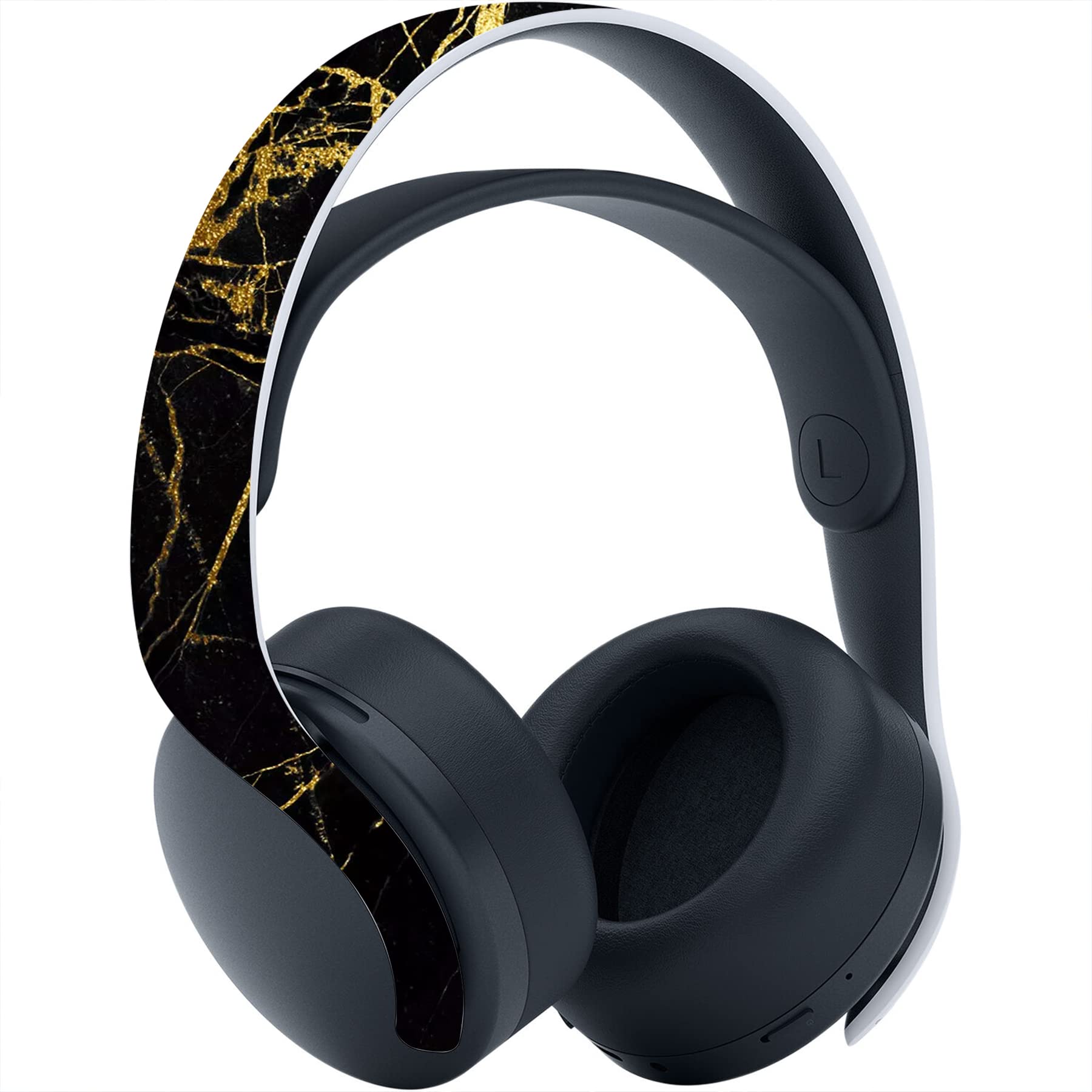 PlayVital Black & Gold Marble Vinyl Skin Decal Full Set for PS5 Console Digital Edition - Controller, Charging Station, Headset & Media Remote Sticker Cover - Premium Protection & Stylish Gaming Setup for PS5 Lovers