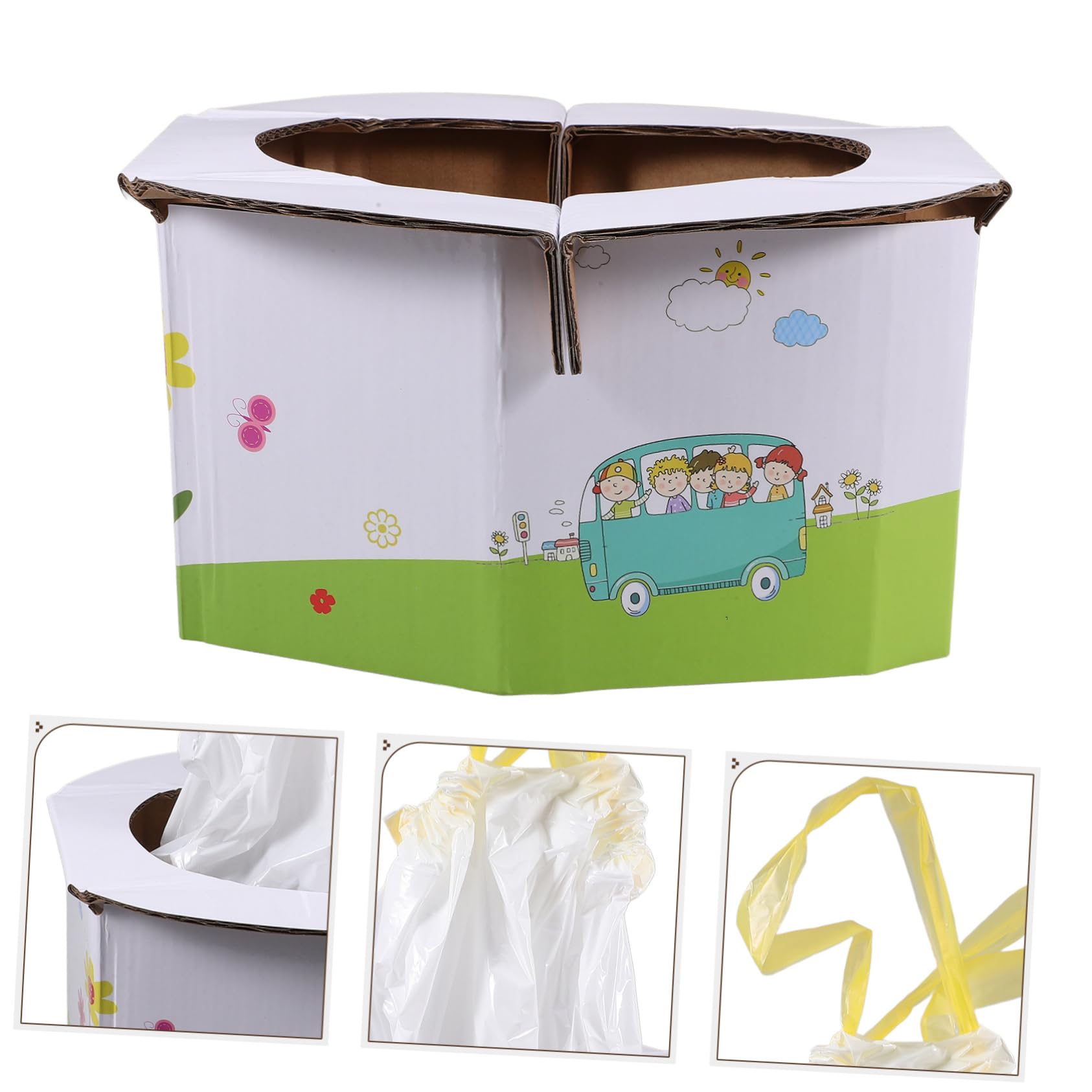 CIMAXIC 3-Piece Portable Toilet for Travel & Camping - Lightweight Outdoor Commode with Removable Bucket - Ideal for Road Trips, RV, Boating & Emergency Use (White Plastic)