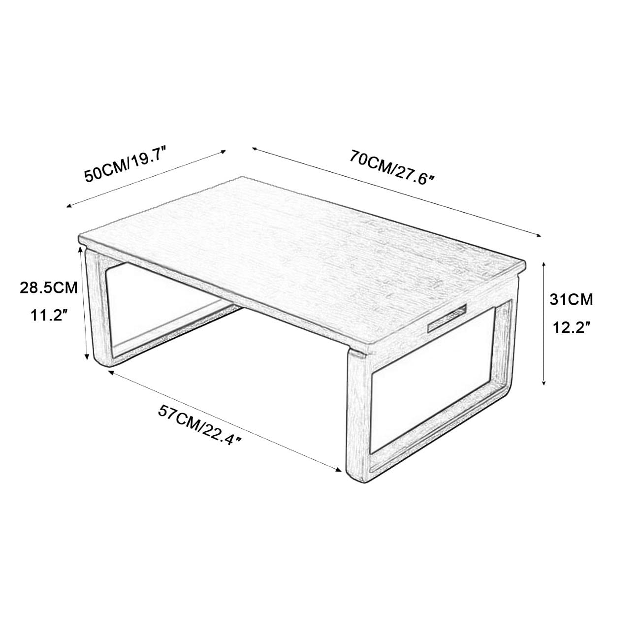 Japanese Style Folding Coffee Table - Multi-Functional Tatami Table for Living Room, Bedroom & Office - 70x50x31cm Brown Wooden Desk - Supports 60kg - Perfect for Reading, Tea Time, Laptop Work & Small Space Decor