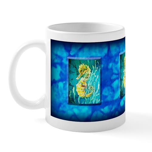 White - Seahorse Blue Mug