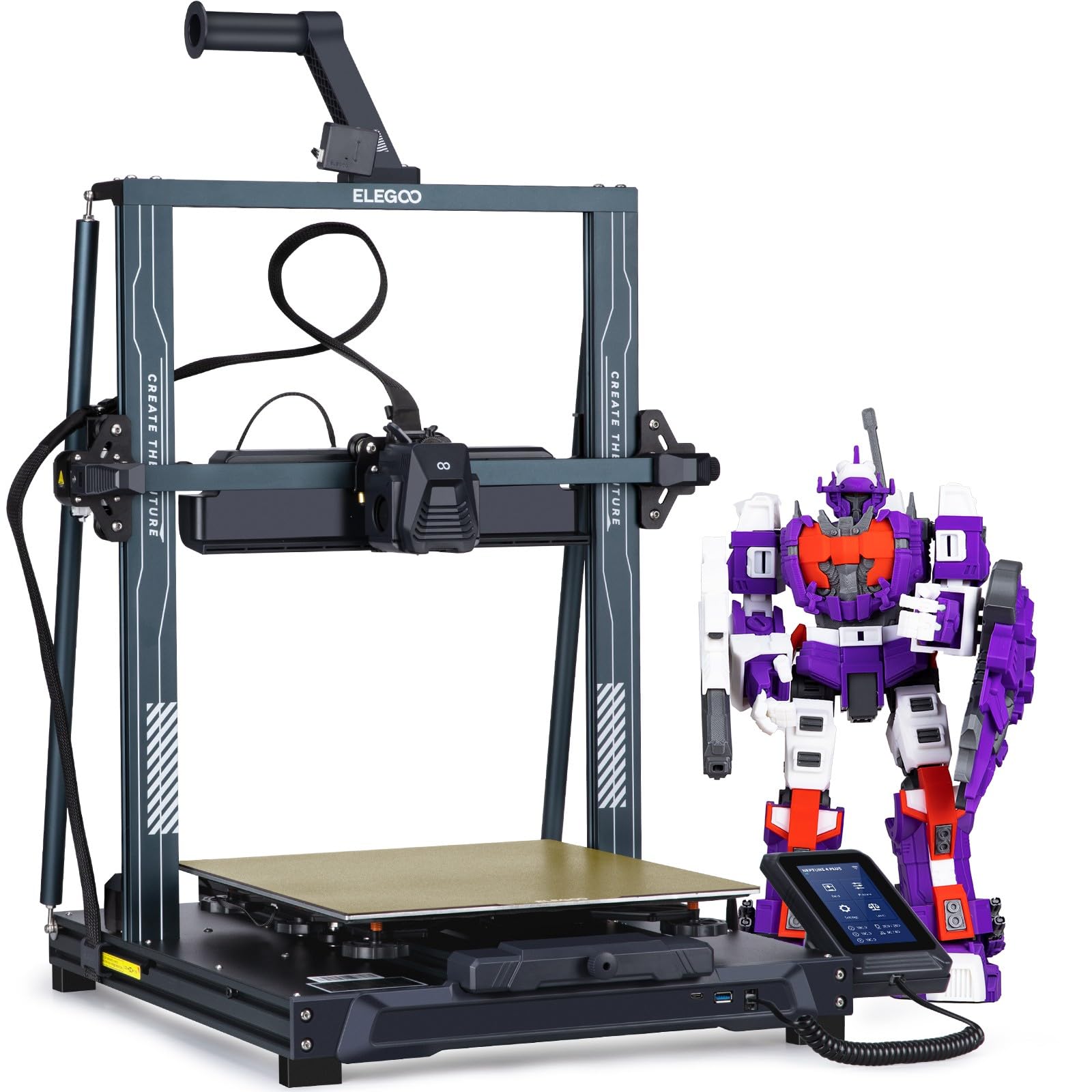 ELEGOO Neptune 4 Plus 3D Printer - 500mm/s High-Speed FDM Printer with Klipper Firmware, Auto Leveling, 300℃ High-Temp Nozzle & Dual-Gear Direct Extruder - Large Build Volume 320x320x385mm for Home, Office & Professional 3D Printing Projects