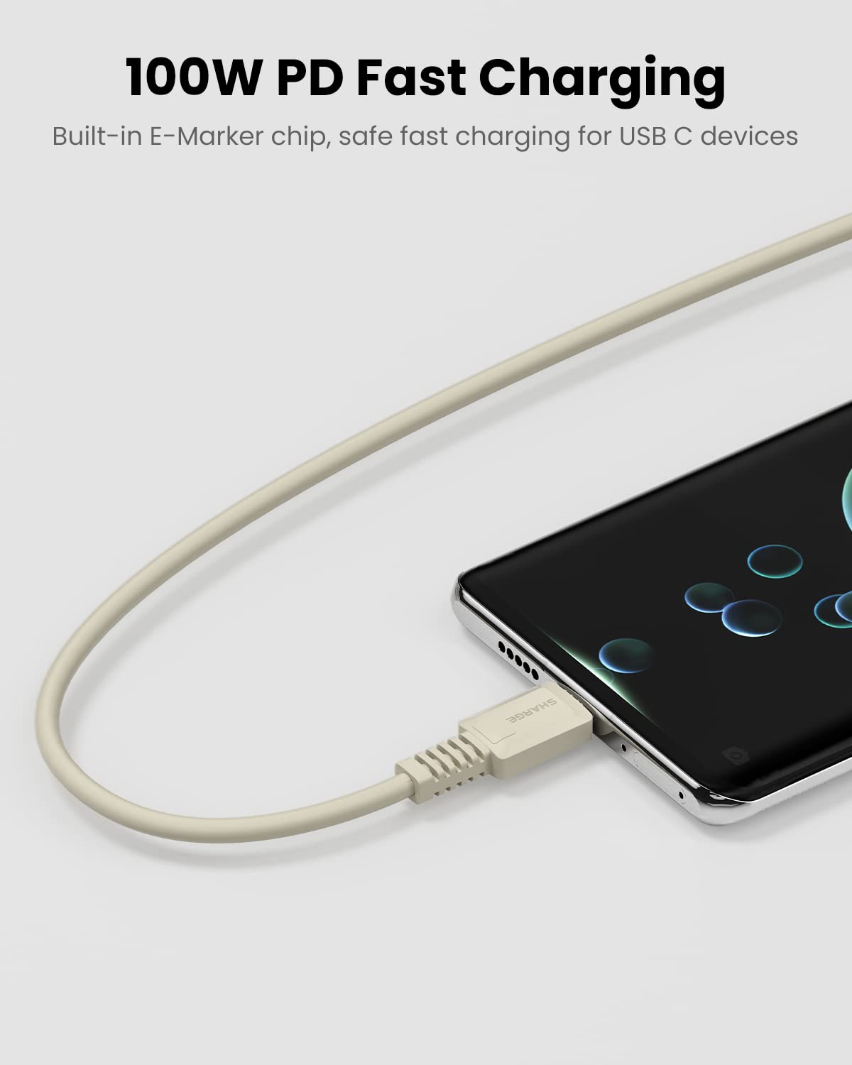 100W USB C to USB C Fast Charging Cable (3.9ft) - Compatible with MacBook, iPad Air 4, Galaxy S23, Pixel 7, Nintendo Switch - PD Quick Charge for Laptops, Tablets & Phones - Perfect for Home, Office & Travel Charging