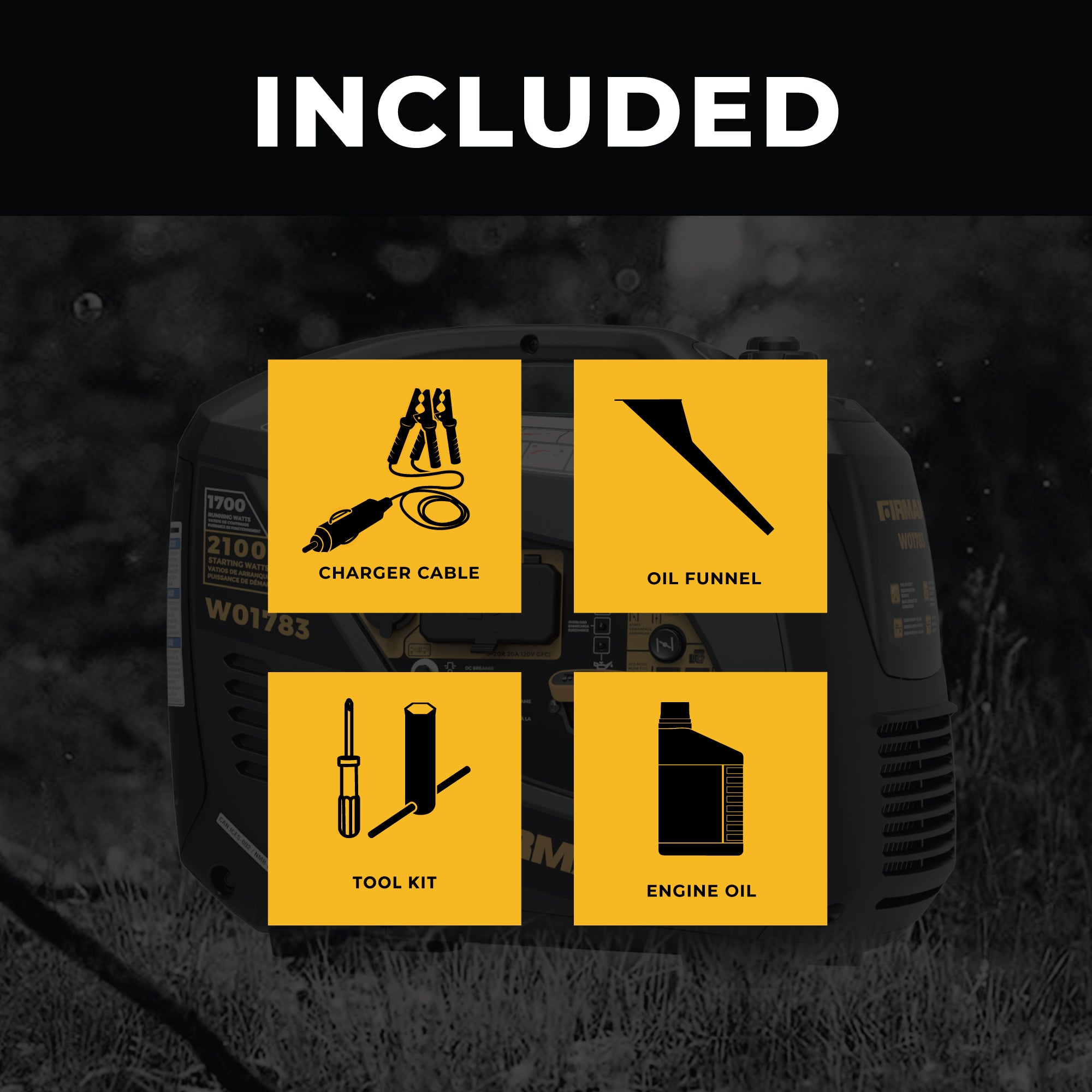2100W Portable Inverter Generator with Recoil Start - Quiet, Lightweight Power for Camping, RV Trips & Emergency Backup