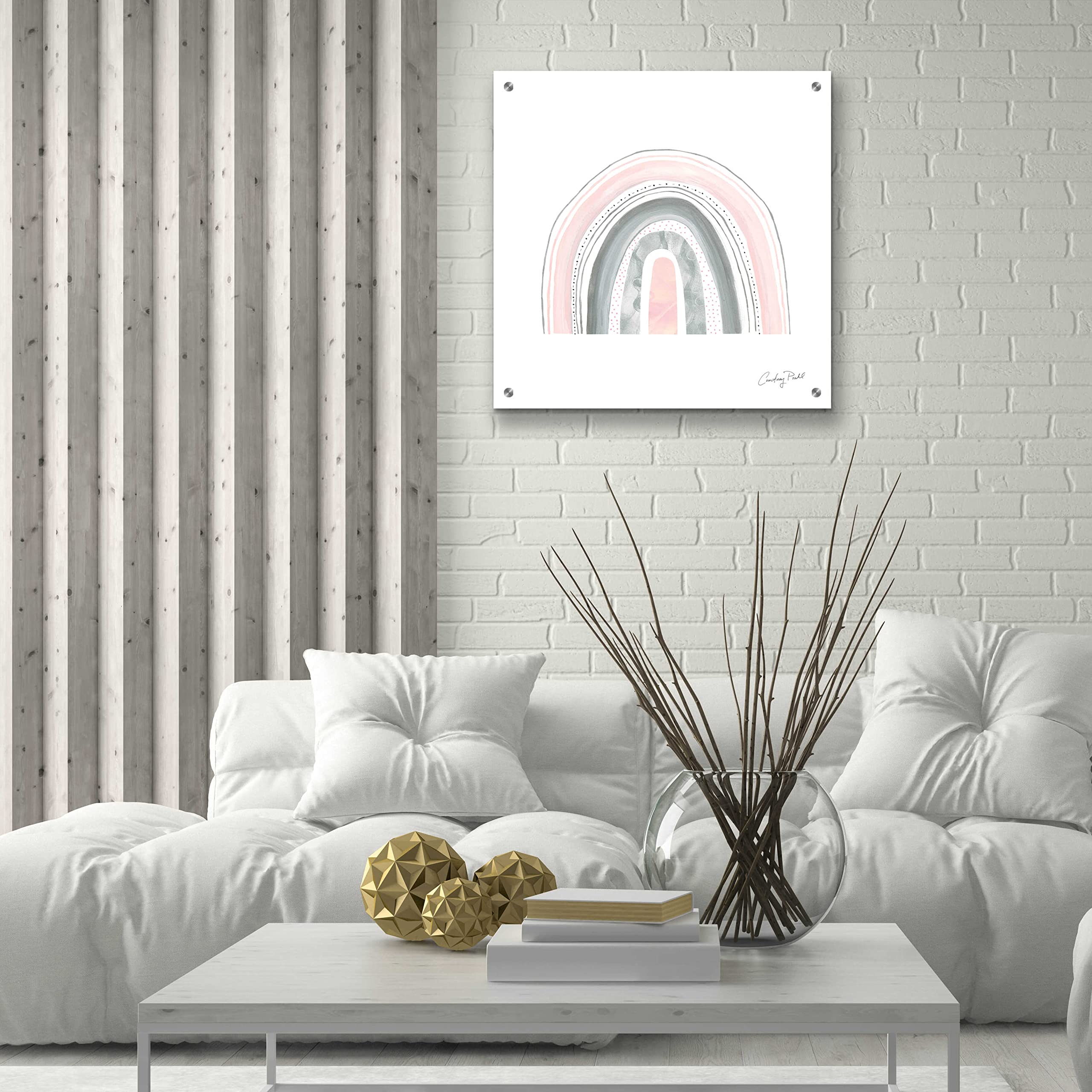 Boho Rainbow VII by Courtney Prahl - 24x24 Inch Acrylic Glass Wall Art Painting, Modern Abstract Rainbow Home Decor for Living Room, Bedroom & Office
