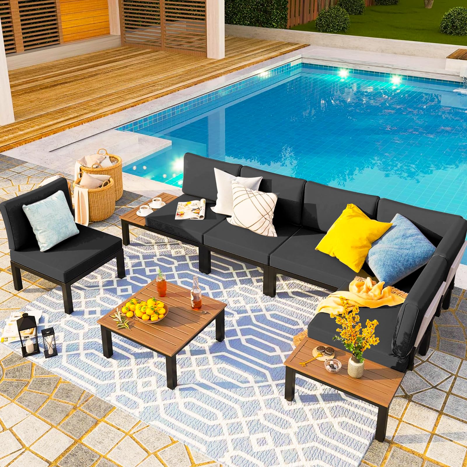 Waterproof Outdoor Patio Cushion Covers with Zipper - Replacement Slipcovers for Wicker Rattan Sectional Couch & Chair Furniture Set (12-Piece, Gray) - Perfect for Backyard, Garden, Poolside & Patio Furniture Protection