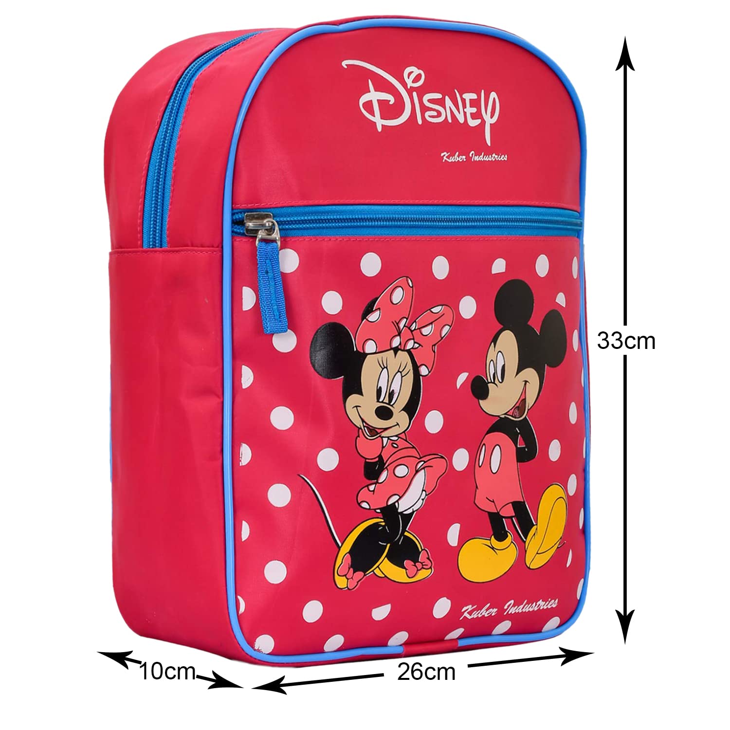Disney Minnie & Mickey Kids Backpack for School, Travel & Picnics - Pink Rexine Backpack for Boys & Girls - Lightweight Durable School Bag (49KM0556) - Perfect for Daily Use, Outdoor Adventures & Disney Theme Park Visits