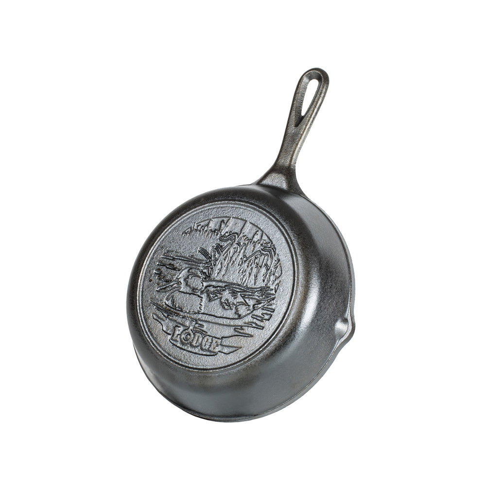 Cast Iron Skillet - Wildlife Series Duck Design - 8 Inch (20cm) - Pre-Seasoned, Heavy Duty, Non-Stick - Perfect for Camping, Outdoor Cooking & Rustic Kitchen Decor