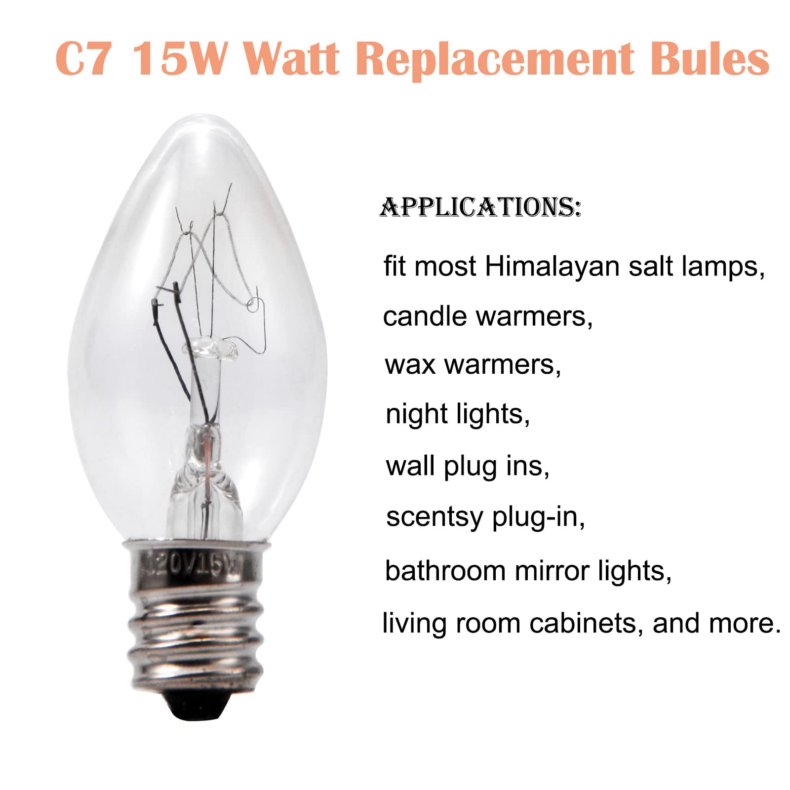 15W C7 Replacement Bulbs for Scentsy Plug-in Wax Warmers - 120V Night Light Bulbs (8-Pack) - Perfect for Home Fragrance Diffusers, Night Lights, and Decorative Lighting