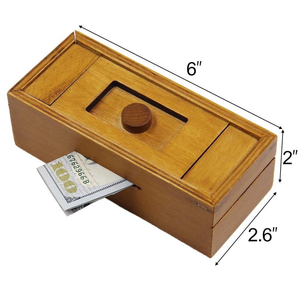 ATDAWN Wooden Puzzle Gift Box with Secret Compartments - Brain Teaser Money Box for Adults | Perfect for Gifts, Treasure Hunts & Cognitive Challenges