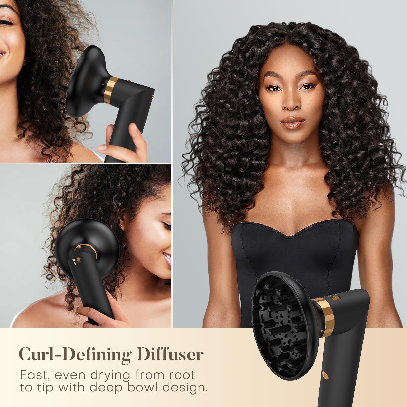 5 in 1 Air Styler - 110,000 RPM High-Speed Hair Dryer Brush with Auto-Wrap Curler, Cushion Massager Brush, Oval Brush & Diffuser | Professional Salon Styling at Home for Straightening, Volumizing & Curling Hair