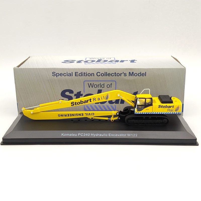 1/76 Scale Eddie Stobart Rail Komatsu PC340 Hydraulic Excavator Diecast Model - Yellow Construction Vehicle Toy for Adults & Collectors | Perfect for Civil Engineering Displays, Model Train Layouts, and Construction-Themed Collections