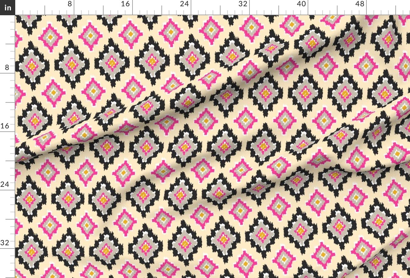 Boho Ikat Hot Pink Geometric Diamond Printed Minky Fabric by The Yard - Soft Colorful Kilim Southwestern Design for Sewing Baby Blankets, Quilt Backing & Plush Toys - Perfect for Nursery Decor, DIY Crafts & Home Décor Projects