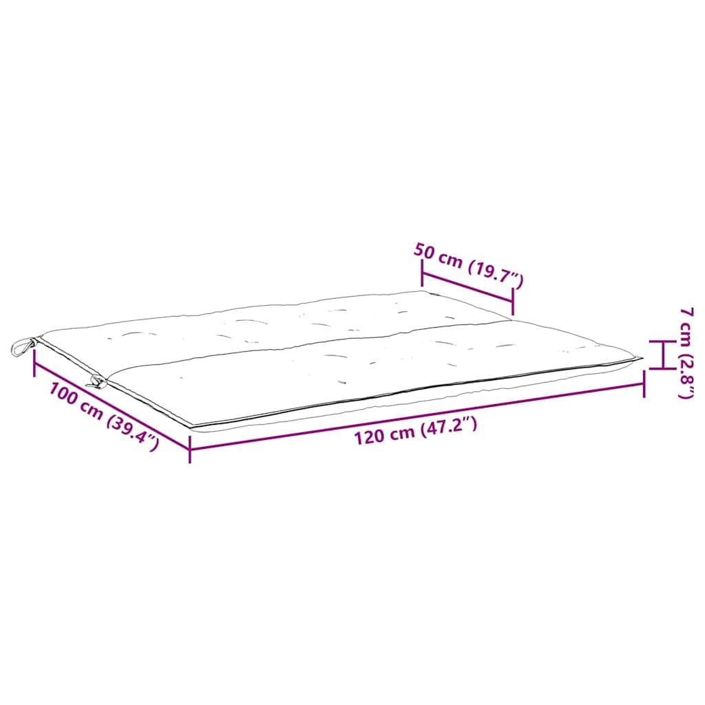 vidaXL 2-Piece Indoor Outdoor Bench Cushions - Non-Slip Water-Resistant Breathable Oxford Fabric Patio Loveseat & Porch Swing Seat Cushions (47.2