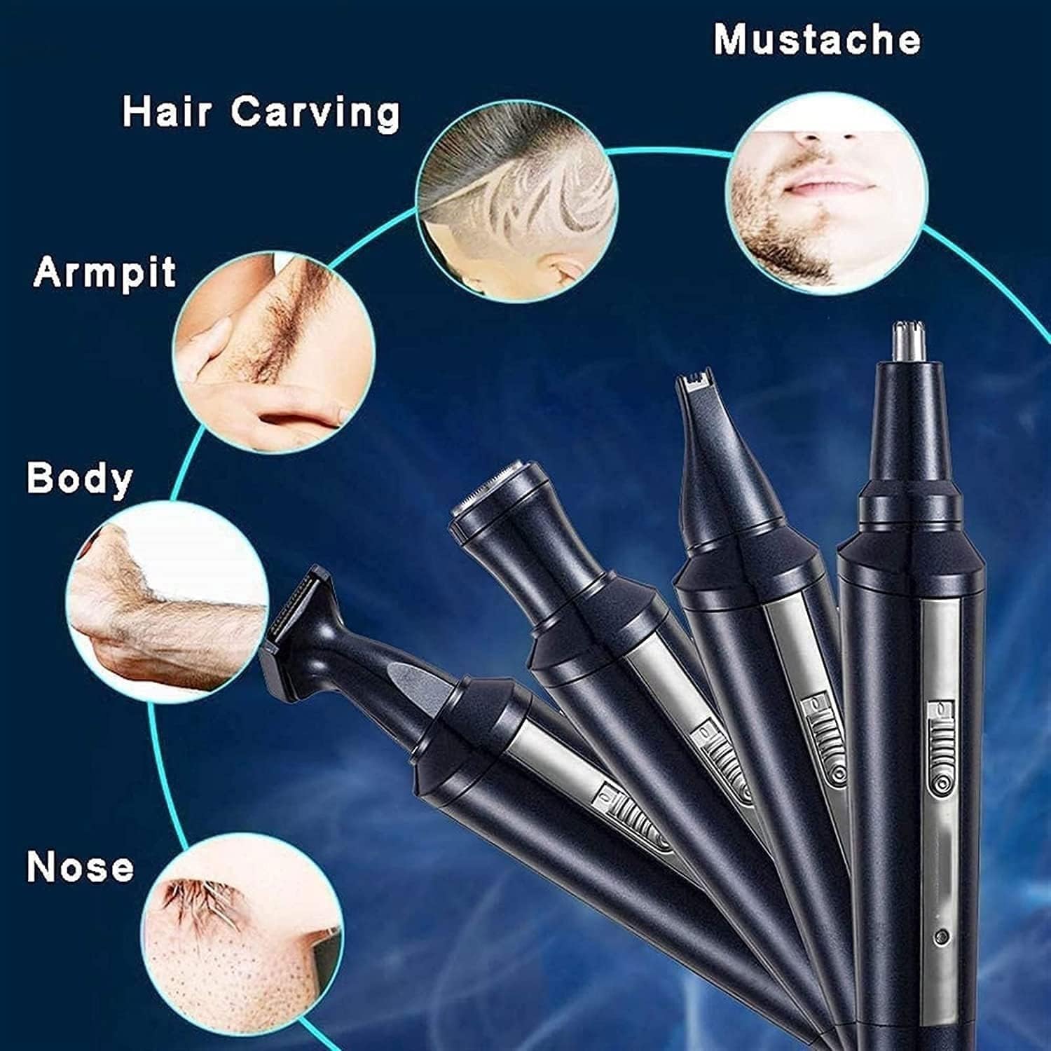 4-in-1 Electric Nose & Ear Hair Trimmer for Men - Waterproof Detachable Cutter Head with Easy Cleaning - Perfect for Travel, Grooming & Personal Care
