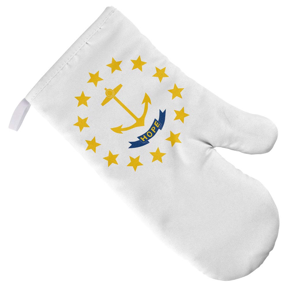 Rhode Island State Flag Oven Mitt - Heat Resistant Kitchen Glove for Baking, Grilling & BBQ - Perfect for Indoor Cooking & Outdoor Camping