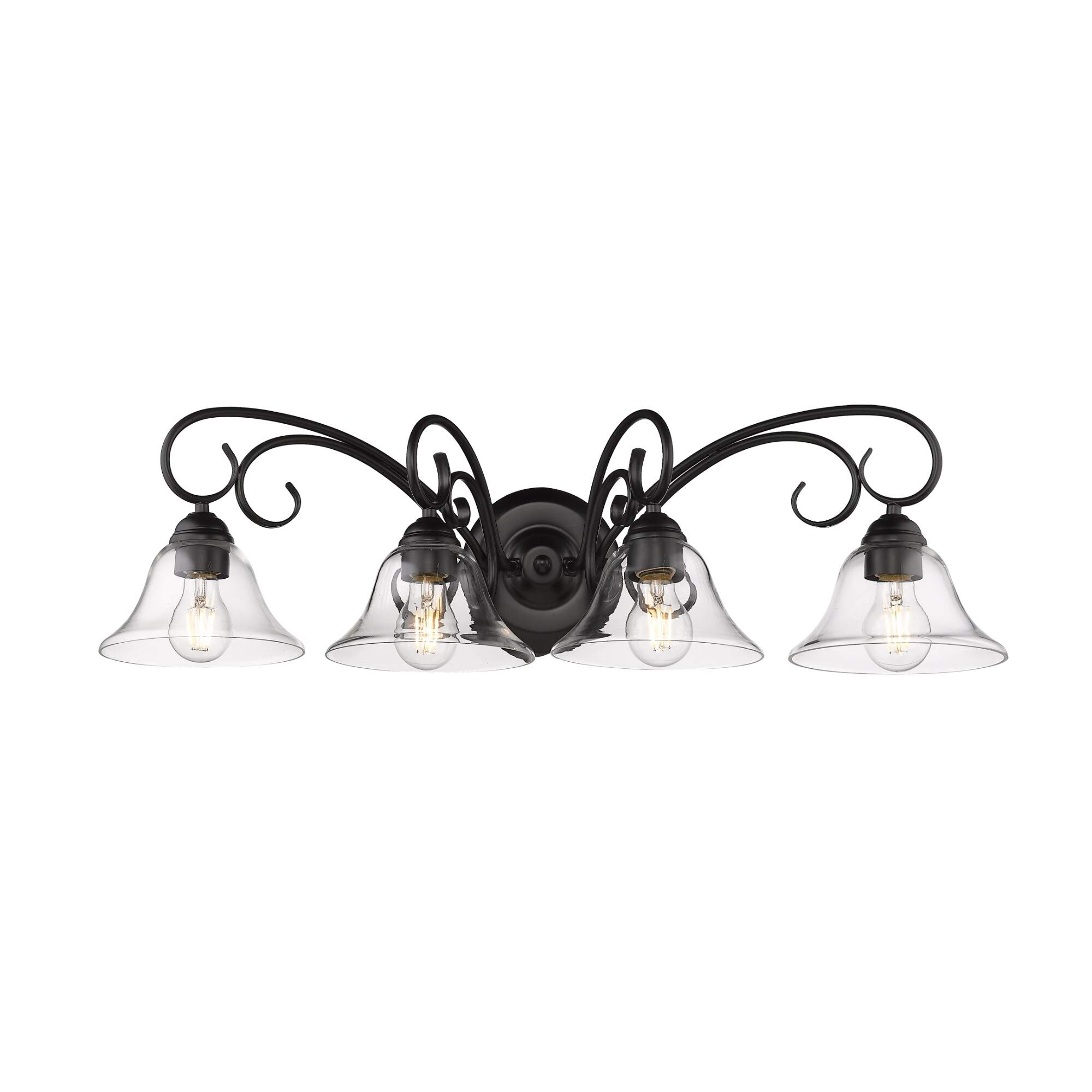 4-Light Bathroom Vanity Light Fixture - Pewter Black Grey Transitional Steel Dimmable Lighting for Modern Bathroom Decor | Perfect for Bathroom Renovation & Home Upgrade
