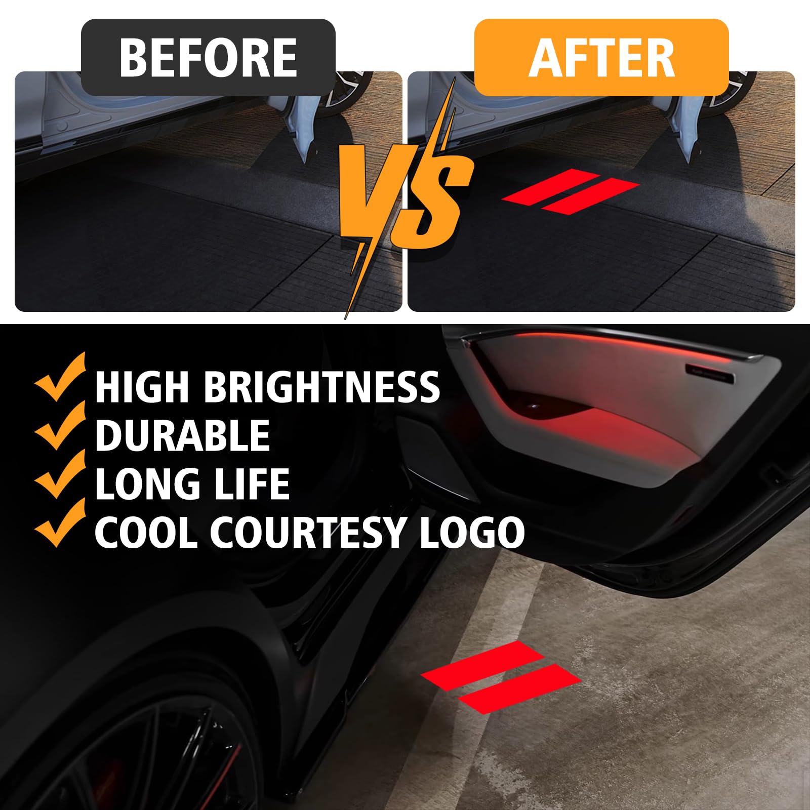 2Pcs LED Door Projector Lights for Dodge Challenger 2015-2023 - Custom Logo Puddle Lights, Courtesy Welcome Lights, Car Accessories for Nighttime Safety & Style Enhancement | Perfect for Driveways, Garages & Dark Parking Lots