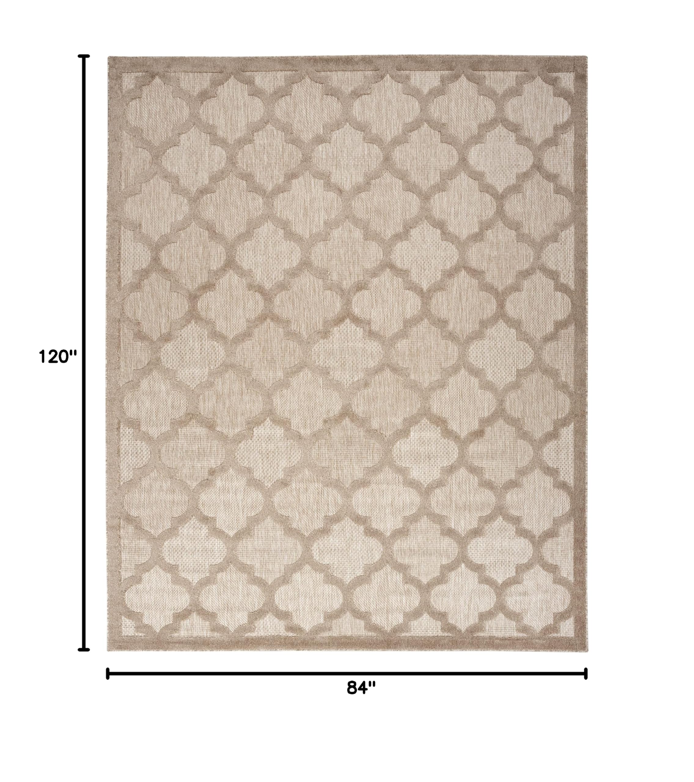 Nourison Easy Care Moroccan Trellis 7' x 10' Area Rug - Natural Beige, Non-Shedding & Easy Cleaning | Perfect for Bedroom, Living Room, Dining Room, Outdoor Deck & Patio Decor