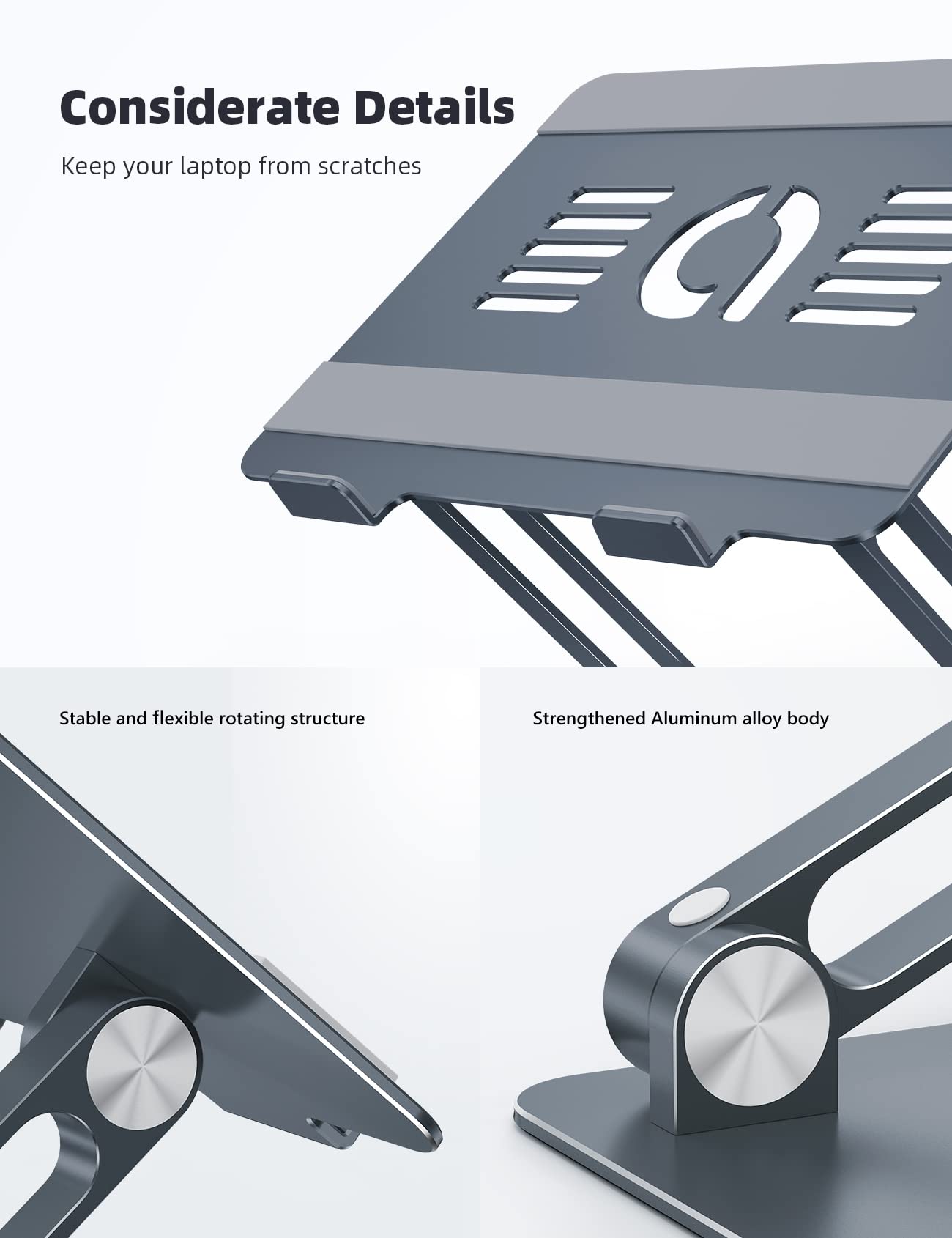 Lamicall Adjustable Laptop Stand for Desk - Portable Foldable Aluminum Laptop Riser, Ergonomic Computer Notebook Stand Holder for MacBook Air Pro, Dell XPS, HP (10-17.3 inch) - Grey | Perfect for Home Office, Workstation & Travel Use