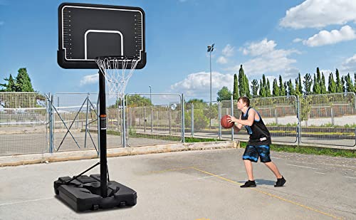 Adjustable Portable Basketball Hoop System for Outdoor & Driveway - 6.6ft to 10ft Height Adjustment with Vertical Jump Measurement - Perfect for Youth & Adult Training, Backyard Games, and Street Basketball Practice