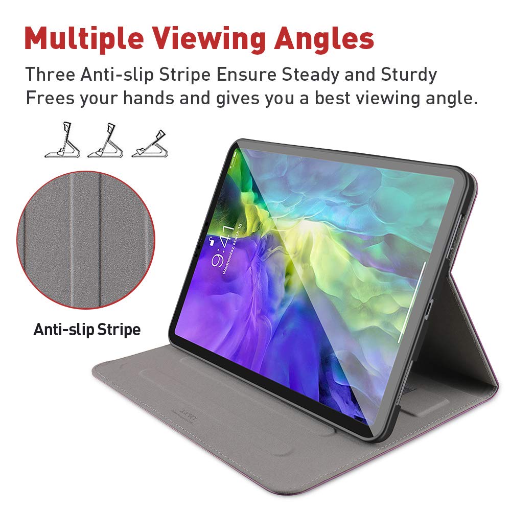 X-level Premium PU Leather iPad Pro 11 Case (2020 & 2018 Models) - Multi-Angle Stand Cover with Auto Wake/Sleep, Card Pocket & Pencil Holder for iPad Pro 11 2nd & 1st Gen - Perfect for Work, Study & Travel