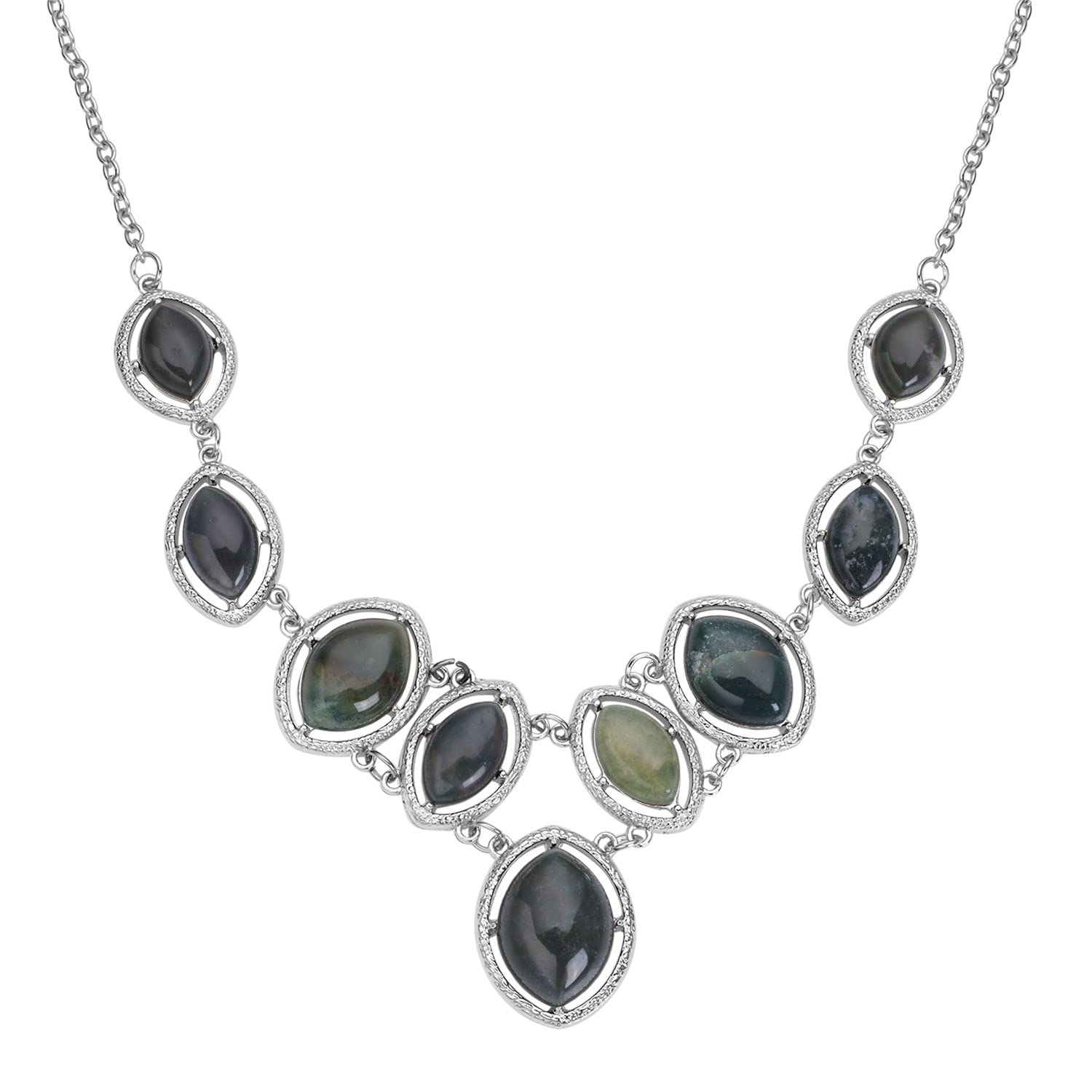 SHOP LC Genuine Gemstone Necklace for Women - 18-20 Inch Adjustable Length - 102.5 Carat Natural Stone Jewelry - Perfect Mothers Day Gift, Birthday Present & Anniversary Keepsake - Elegant for Weddings, Parties & Special Occasions