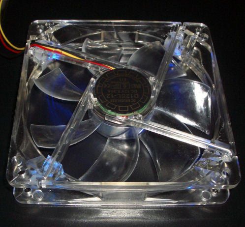 Yate Loon 120mm x 120mm x 25mm Clear Case Fan with Blue LED - D12SL-12 High Airflow PC Cooling Fan for Gaming PC, Computer Case & CPU Cooler