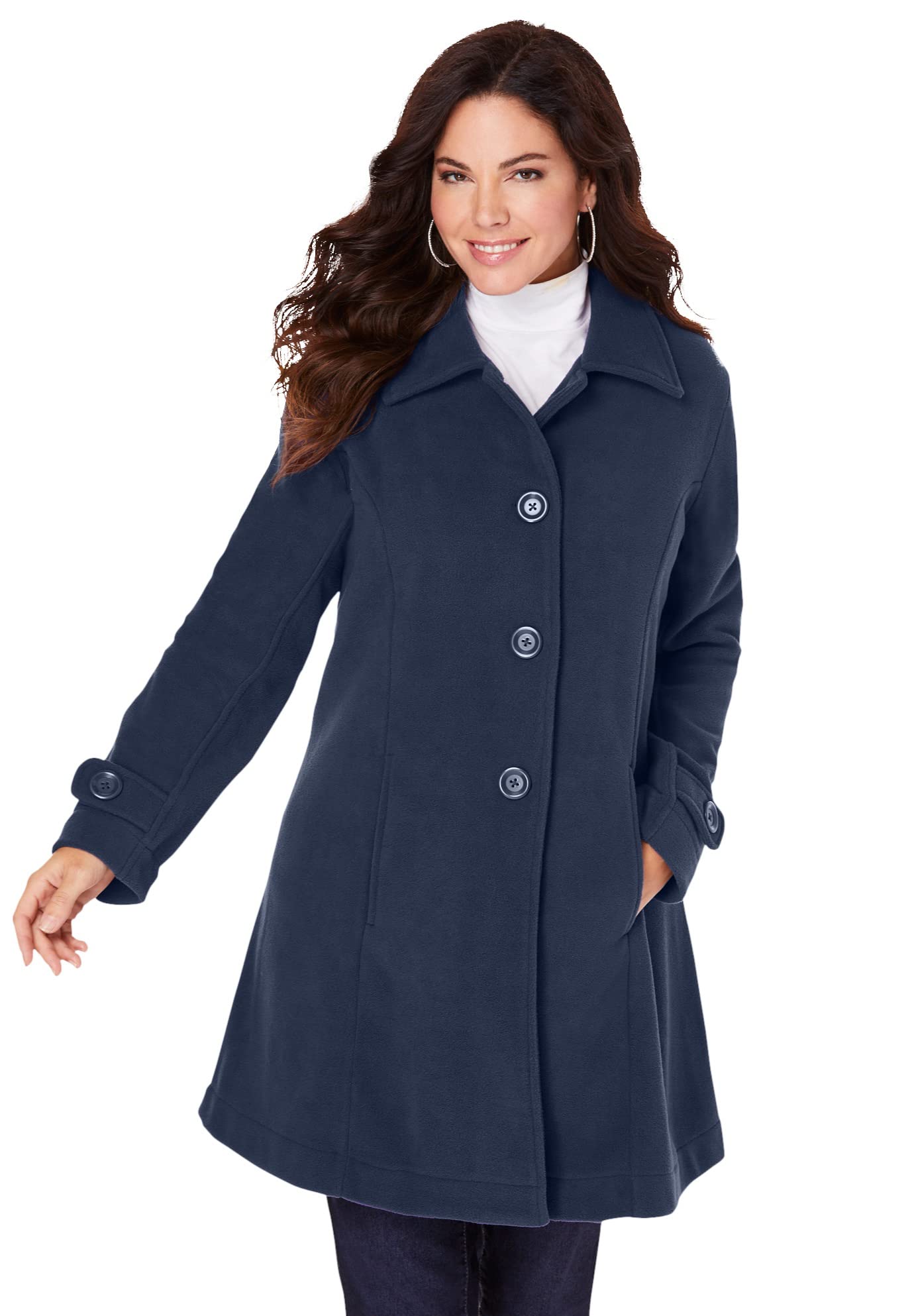 Roaman's Women's Plus Size Fleece Jacket - Warm Cozy Winter Outerwear for Casual Wear & Outdoor Activities