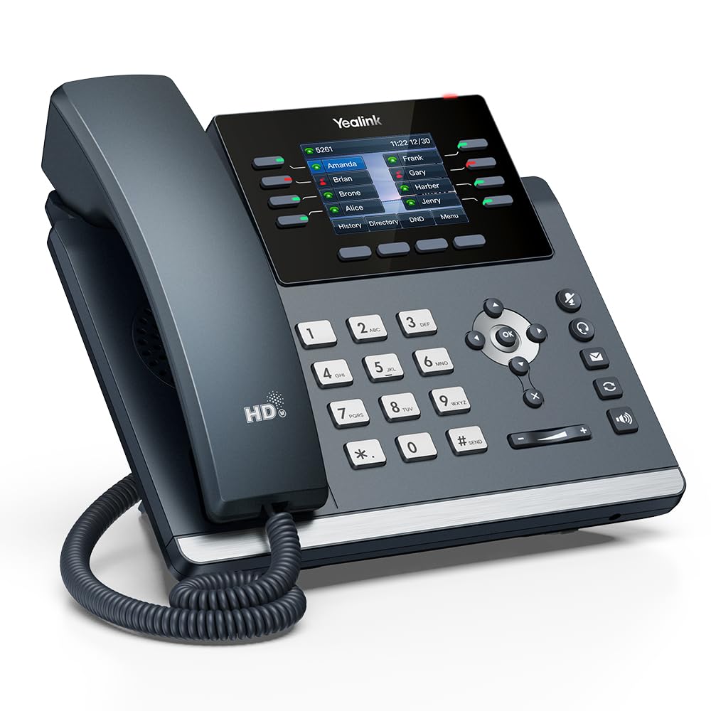 Yealink SIP T44U IP Phone - Corded Desktop VoIP Phone with Wall Mountable Design, HD Voice, 4.3
