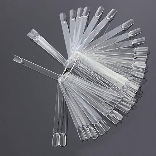 Yicare 100 PCS Clear Nail Swatches - Fan Shaped Nail Display Sticks for Gel Polish Practice, Nail Art Tips & Color Sticks - Perfect for Salon Professionals & DIY Nail Artists at Home