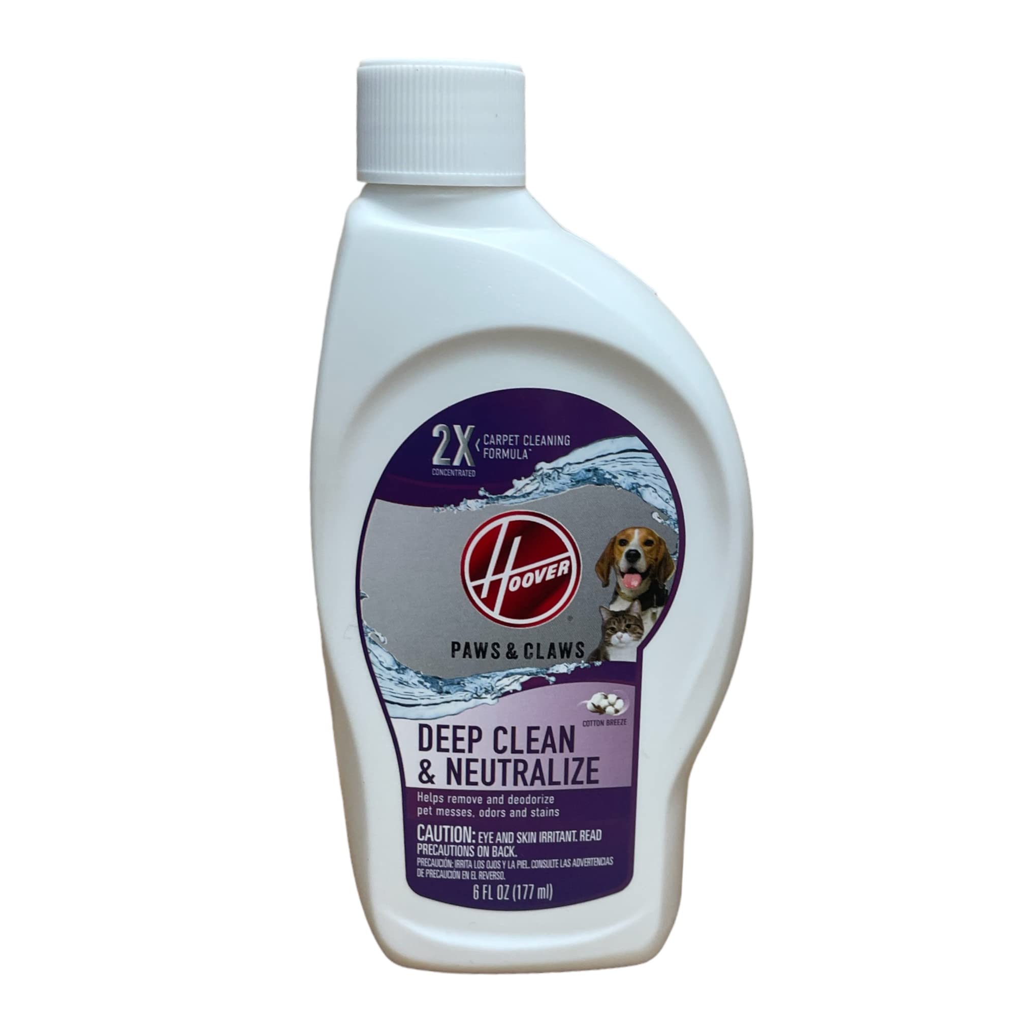 Hoover Paws & Claws Deep Clean Pet Stain & Odor Eliminator - 2X Concentrated Carpet Cleaner Formula (6oz) - Removes Tough Stains & Neutralizes Odors for Dogs & Cats - Perfect for Carpets, Upholstery & Pet Areas