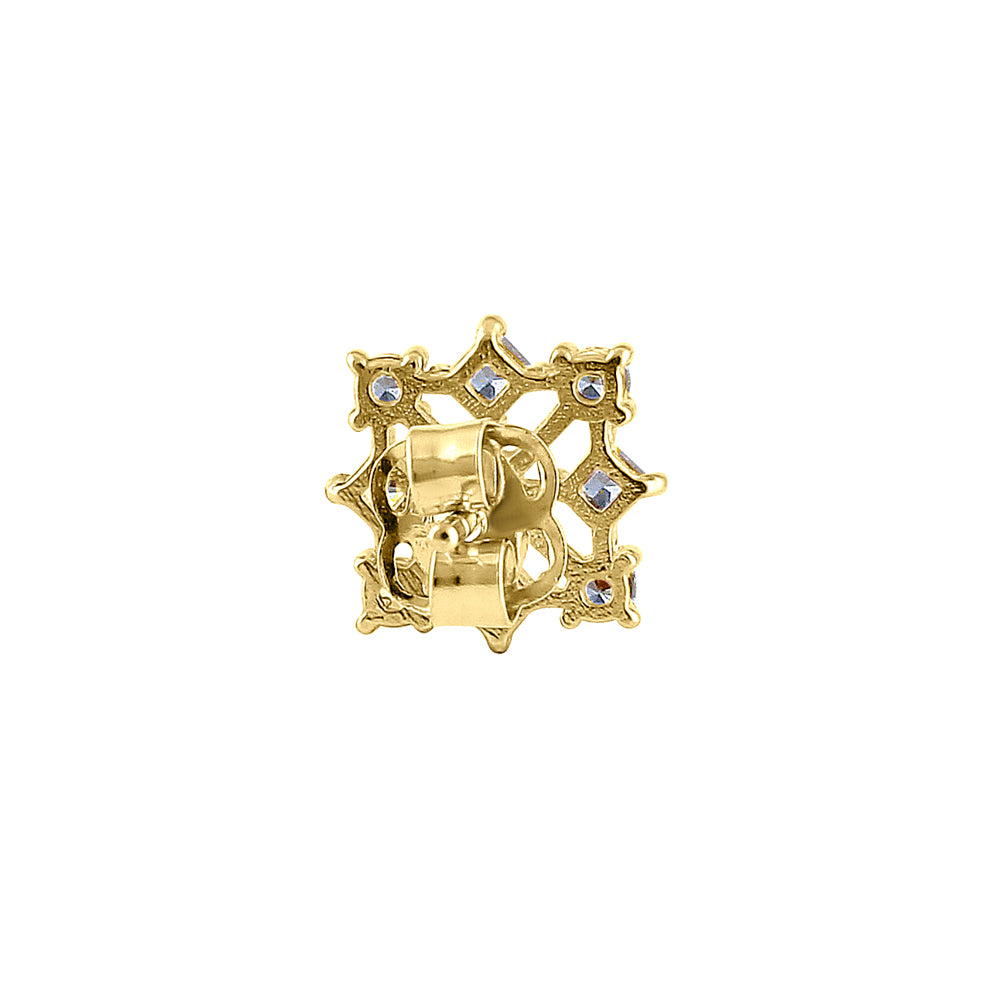 14K Solid Yellow Gold Square CZ Stud Earrings for Women - Perfect for Weddings, Parties & Everyday Elegance