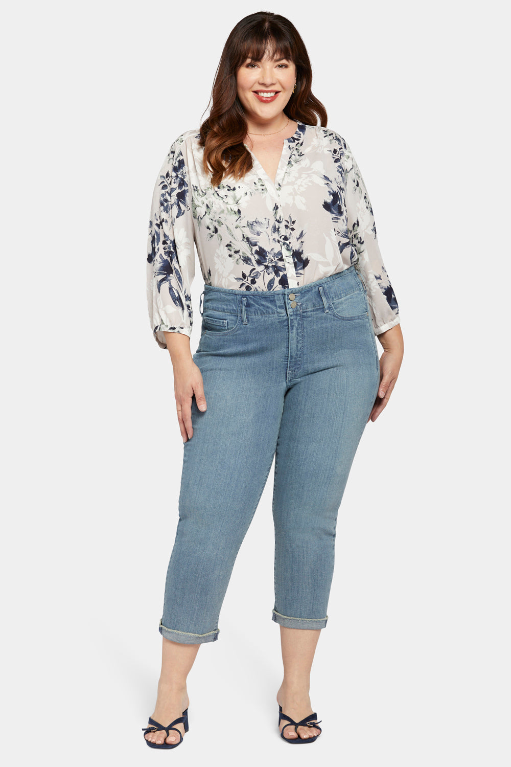 Chloe Capri Jeans for Women - Plus Size High Waisted Stretch Denim Pants - Thistle Falls Wash - Comfortable & Stylish for Casual Wear, Office & Date Night