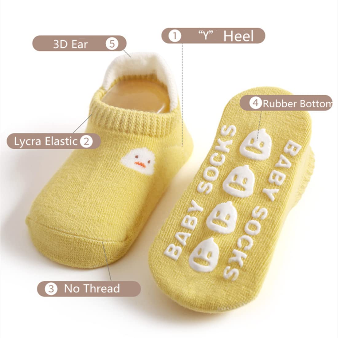 **Non-Slip Baby Socks with Grips for Toddlers & Infants - Anti-Skid Unisex Ankle Socks for Boys & Girls - Perfect for Playtime & Indoor Safety**