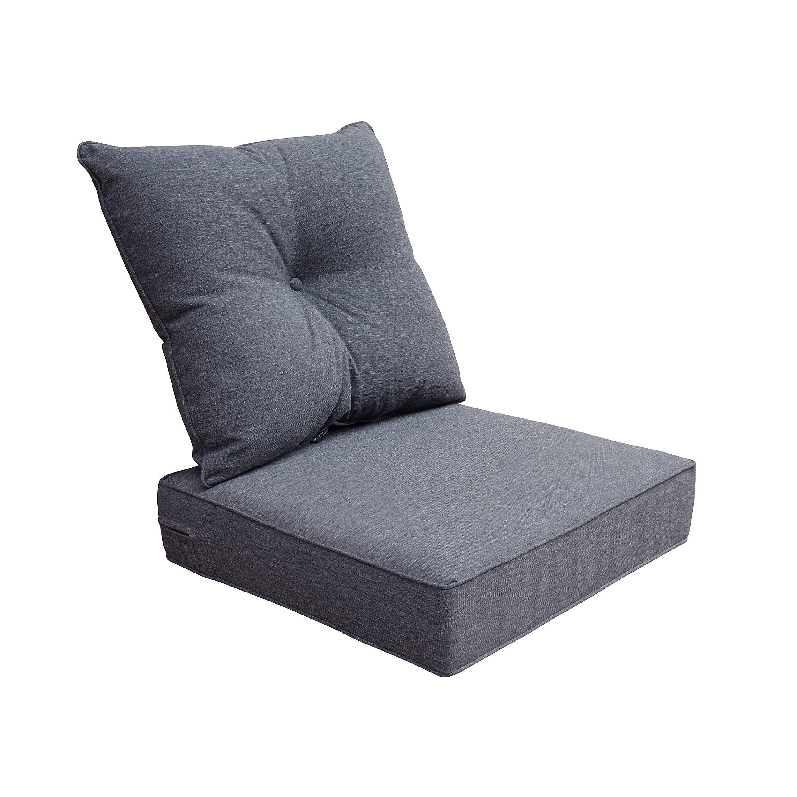 Bossima Indoor Outdoor Deep Seat Chair Cushion Set - Spring Summer Seasonal Replacement Cushions - Olefin Fabric Charcoal Grey - Perfect for Patio, Deck, Porch, and Living Room Furniture