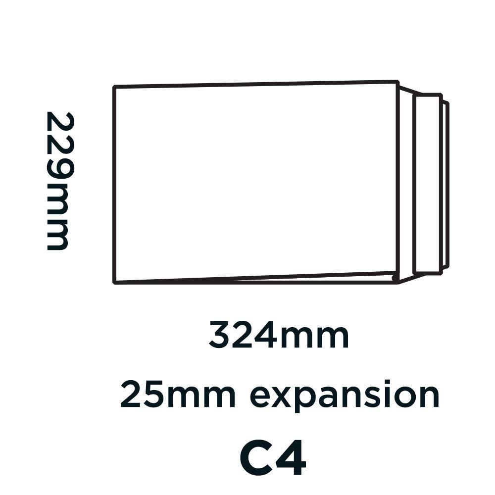 C4 324x229x25mm Enduro Gusset Pocket Peel & Seal Envelopes - White (Pack of 100) | Heavy Duty Mailing Envelopes for Documents, Contracts & Shipping | Office, Business & Postal Use