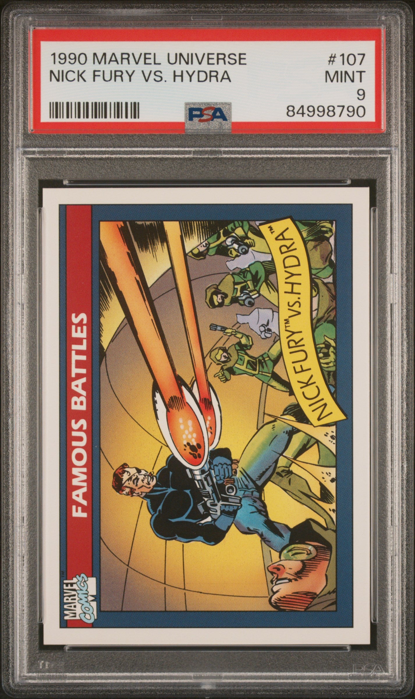 1990 Marvel Universe Nick Fury vs. HYDRA #107 PSA 9 Graded Comic - Rare Collectible for Marvel Fans & Comic Book Investors - Perfect for Display, Gifting, and Portfolio Diversification