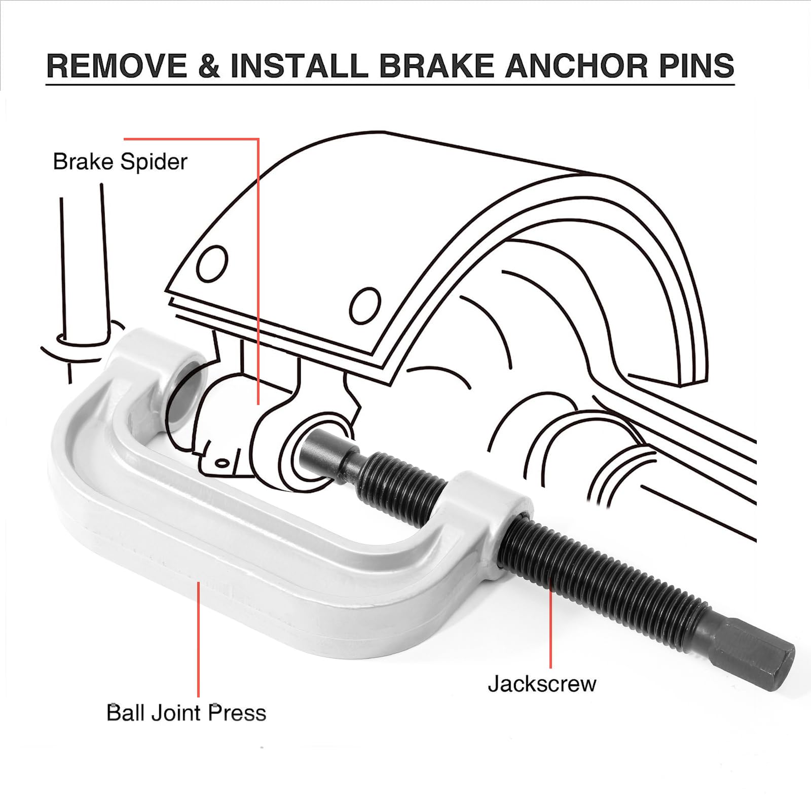 21PCS Heavy Duty Ball Joint Removal Tool Kit with C Frame & Adapters - Universal U Joint Removal and Brake Anchor Pin Tool for 2WD/4WD Vehicles & Light Trucks - Perfect for Auto Repair Shops and DIY Mechanics