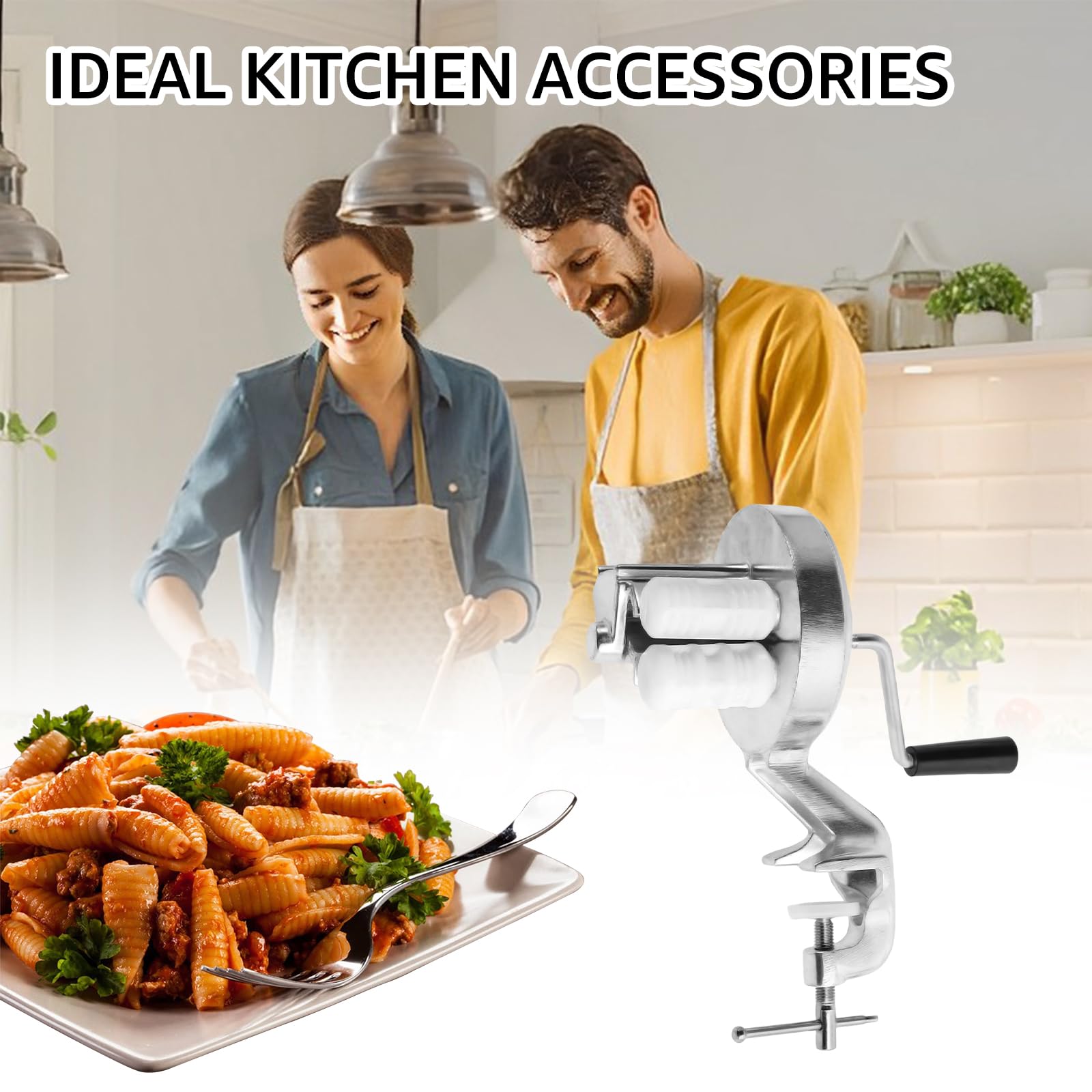 VAVPUP Manual Pasta Maker Machine - Hand Crank Cavatelli & Macaroni Maker - Durable Noodle Press for Authentic Italian Pasta - Perfect for Home Kitchens & Italian Cooking Enthusiasts - Ideal for Making Fresh Pasta, Cavatelli, Macaroni & More