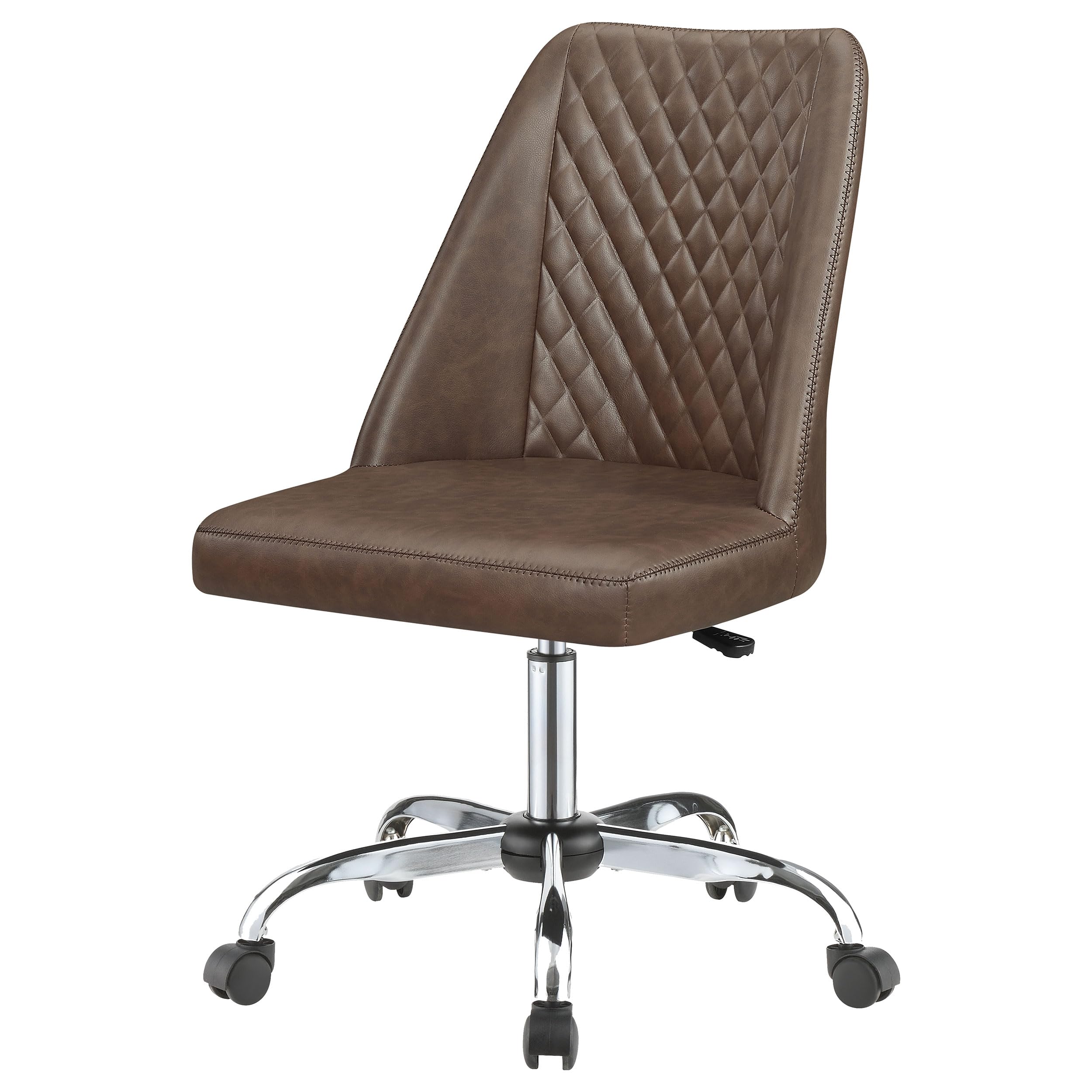 Coaster Home Furnishings Althea Upholstered Adjustable Office Chair - Ergonomic Desk Chair with Lumbar Support, Brown - Perfect for Home Office, Gaming & Study