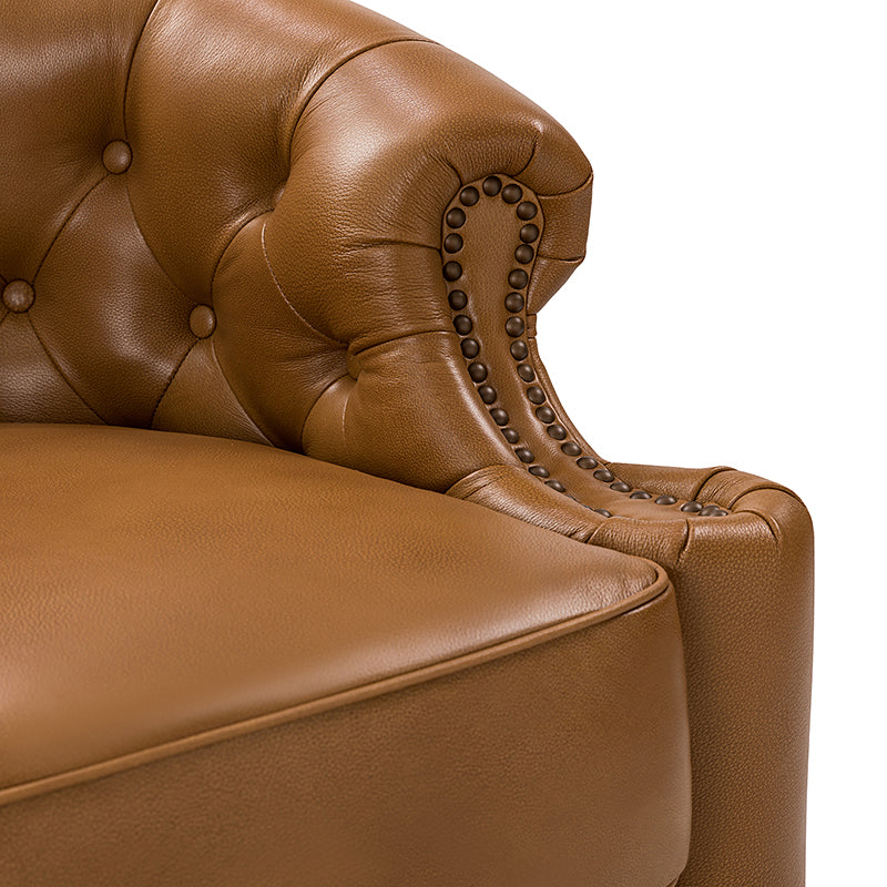 Alonso Classic Chesterfield Genuine Leather Swivel Chair - Premium Office Chair with Button Tufted Back & 360° Rotation - Perfect for Home Office, Study Room & Executive Workspace