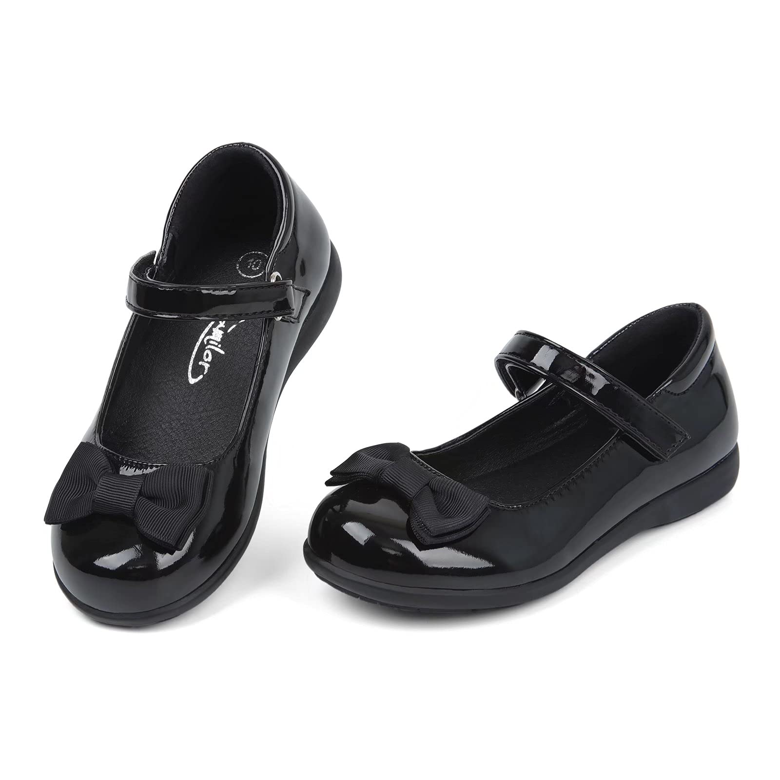 Samilor Toddler Girls Mary Jane Shoes - Comfortable Flats for School Uniform, Cute Bowknot Strap Dress Shoes for Little Kids | Perfect for School, Parties & Special Occasions