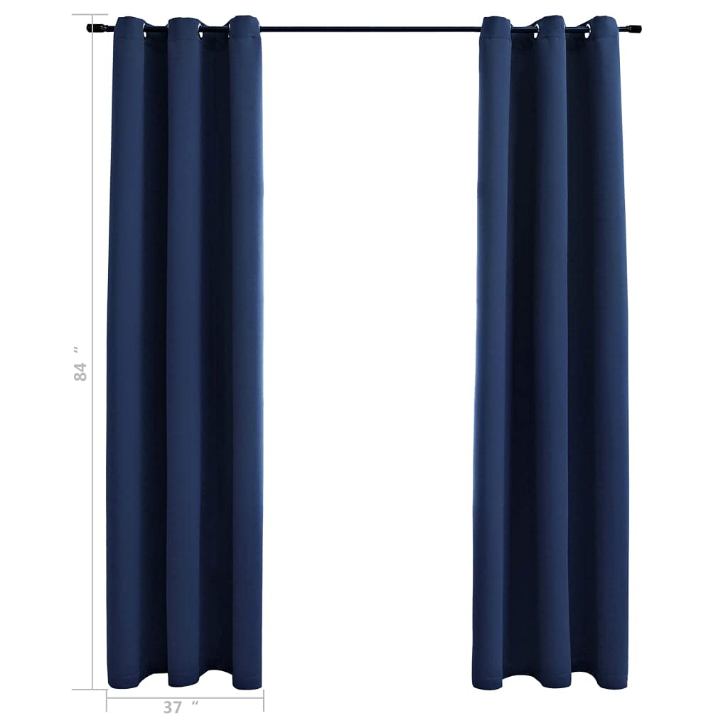 Blackout Curtains with Rings - 2 Panels Navy Blue 37x84 Inch Thermal Insulated Room Darkening Curtains for Bedroom, Living Room & Dining Room - Noise Reducing & Energy Saving Window Treatment for Better Sleep & Privacy