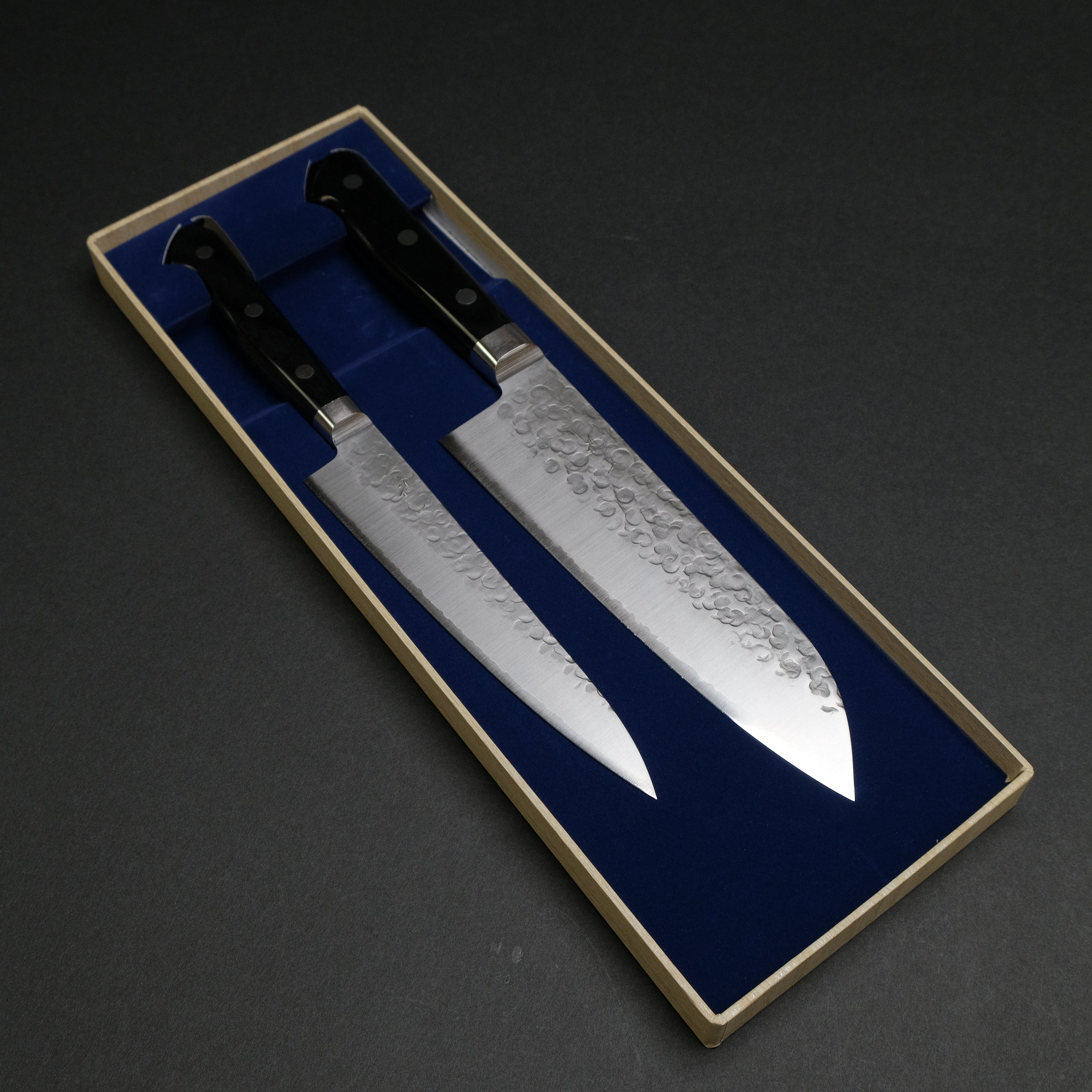 Hitohira T10 Tsuchime Japanese Knife Set - 150mm Petty & 165mm Santoku - High Carbon Steel Kitchen Knives for Slicing, Dicing & Chopping - Perfect for Home Chefs & Professional Cooking