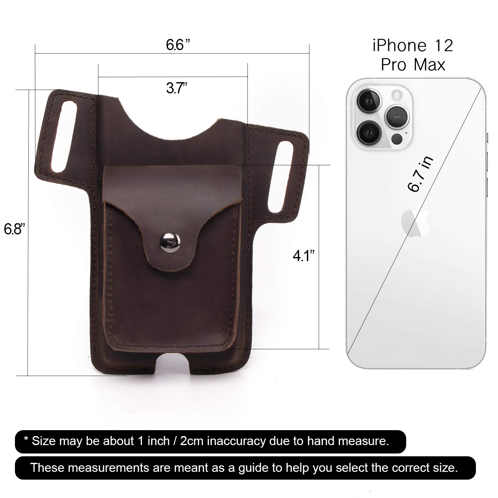 Gentlestache Leather Belt Phone Holster with Small Pocket - Premium Leather Cell Phone Case & Holder for Men & Women, Ideal for Outdoor, Work, and Everyday Use